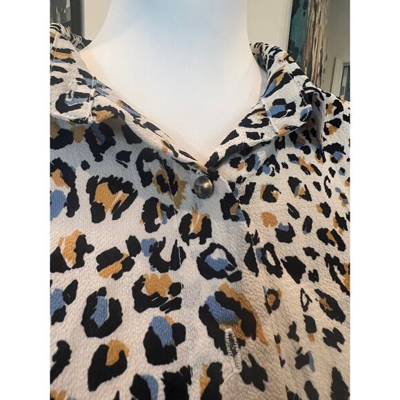 TIMING BUTTON UP CROP TOP CHEETAH PRINT WOMENS LARGE - Picture 8 of 8